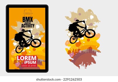 Sport background with active young person for internet banners, social media banners, headers of websites, vector illustration 