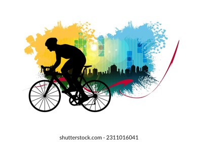 Sport background with active young person for internet banners, social media banners, headers of websites, vector illustration 