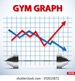 Sport Background of bodybuilding barbell and diagram achieving. Vector Illustration.