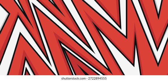 sportlicher Hintergrund dynamisches geometrisches Zickzackmuster, roter Vektor	