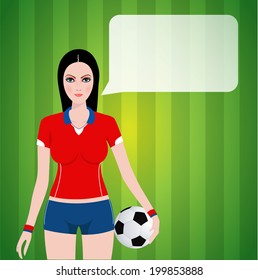 Sport background, Girl with Speech bubble. Vector illustration. 