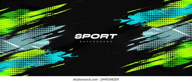 Sport Background with Grunge Brush Texture and Halftone Effect