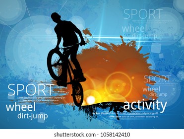 Sport background with jumping cyclist