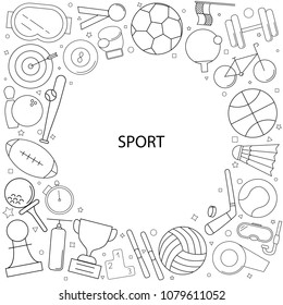 Sport background from line icon. Linear vector pattern