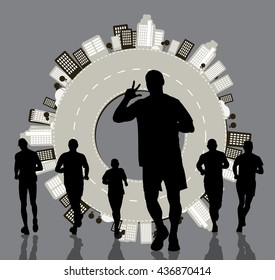 Sport background, marathon runners