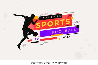 sport background, national sports day celebration concept, with abstract geometric ornament and illustration of sports athlete football player