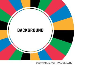 Sport background with rainbow pattern. News banner. Round frame