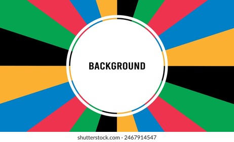 Sport background with rainbow pattern. News banner. Round frame