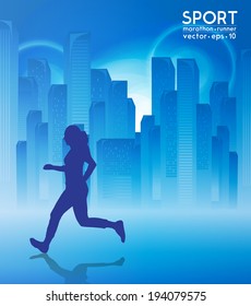 Sport background. Runner, vector 