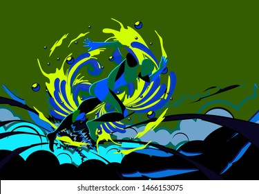 sport background with running man illustration, vector design