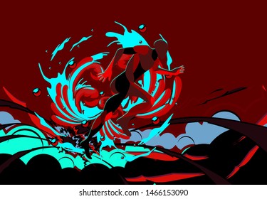sport background with running man illustration, vector design
