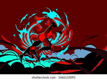 sport background with running man illustration, vector design