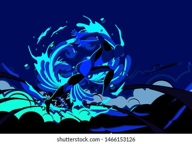 sport background with running man illustration, vector design