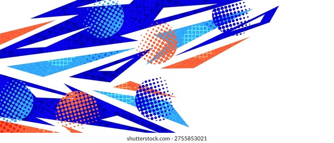 Sport Background with Sharp Shapes and Halftone Patterns in an Energy and Power Theme. Templates for Sports, Gaming, or Esports Event Banner and Poster Design