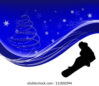 Sport background with snowboard athlete. Vector illustration.