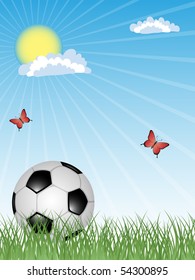 Sport background with a soccer ball. Vector illustration.