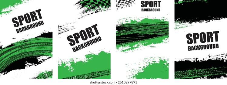 Sport Background Vector, Tire Tracks and Brush Strokes.
