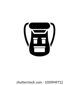 Sport Backpack. Flat Vector Icon. Simple black symbol on white background
