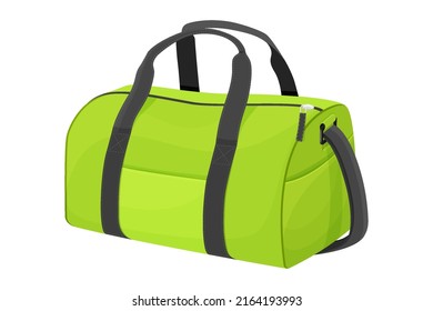Sport backpack for sportswear and equipment. Travel bag, sea bag icon isolated on white background, bag for training and fitness. Duffel bag. Vector illustration, flat design, Isolated on white