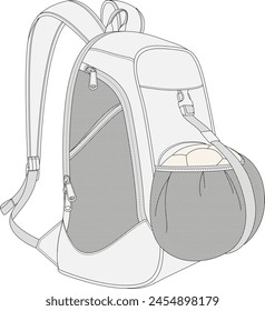 Mochila deportiva Diseño de Vector Ilustración Plantilla