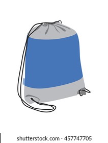 Sport backpack vector flat illustration. Drawstring pack isolated on white.