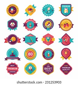 Sport badge flat banner design background set, eps10