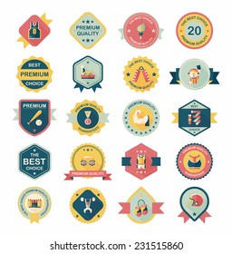 Sport badge flat banner design background set, eps10