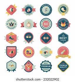 Sport badge flat banner design background set, eps10
