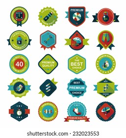 Sport badge flat banner design background set, eps10