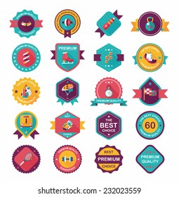 Sport badge flat banner design background set, eps10