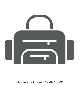 Sport bag glyph icon, sport and baggage, fitness bag sign, vector graphics, a solid pattern on a white background, eps 10.