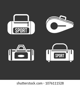 Sport bag icon set vector white isolated on grey background 