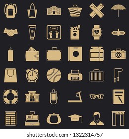 Sport bag icons set. Simple style of 36 sport bag vector icons for web for any design