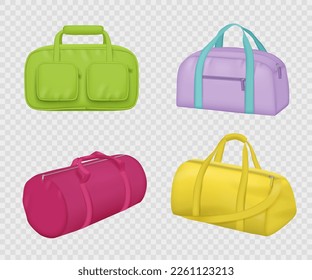 Bolsa deportiva. Bolsas realistas para ropa de fitness entrenamiento equipaje decente modelos vectoriales colección