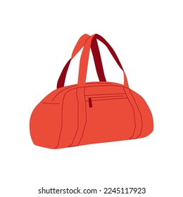Sport bag for sportswear and equipment. Travel bag, sea bag icon isolated on white background, Duffel bag for training and fitness. Vector illustration, flat design, Isolated on white