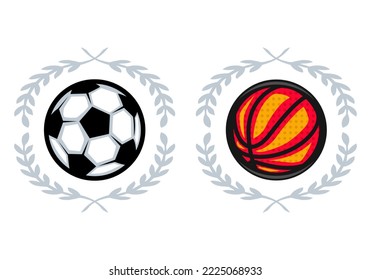 Sport ball badge logo. Soccer and basketball ball.