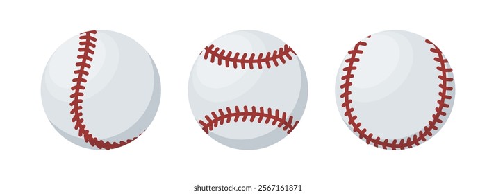 Sport ball baseball. Set of Baseball ball. Flat icon. Sport game equipment. Vector illustration