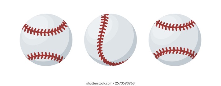 Sport ball baseball. Set of Baseball ball. Flat icon. Sport game equipment. Vector illustration