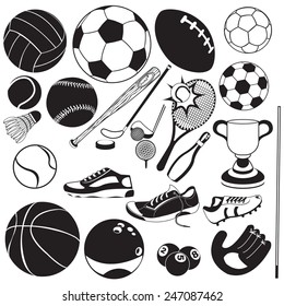 sport ball black vector icons