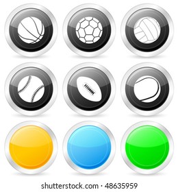 Sport ball circle icon set on a white background. Vector illustration.