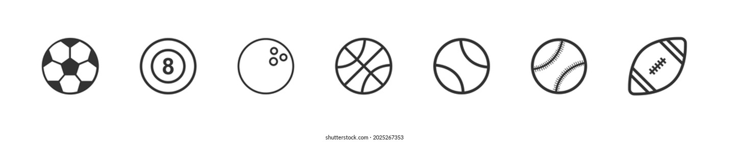 Sport ball collection on white background. Sport balls icon set. EPS 10.