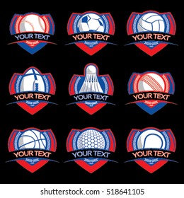 Sport ball emblems on isolated background