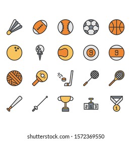 Sport ball equipment icon and symbol set