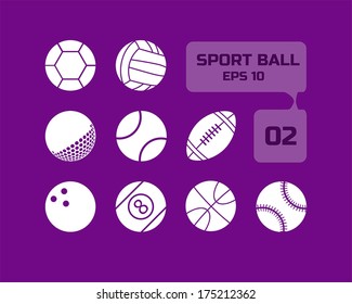 Sport ball flat icon for web and mobile set 02