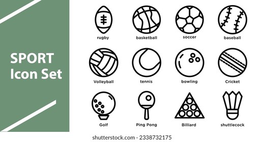 sport ball icon set equipment