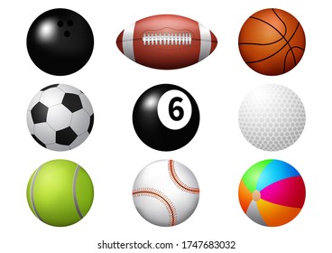 Sport ball icon set. Isolated on white