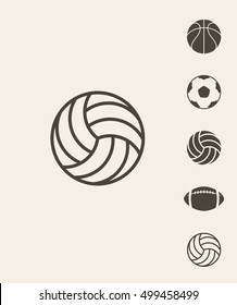 Sport ball icon set. Vintage style sign. Abstract balls on gray background. Vector illustration EPS. Team sport