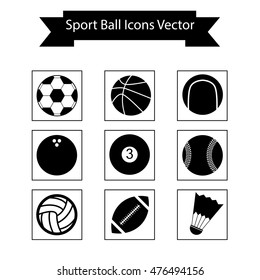 sport ball icons black vector