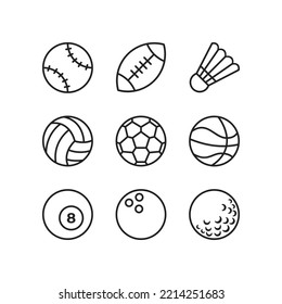 Sport Ball Line Icon Logo Vector Collection