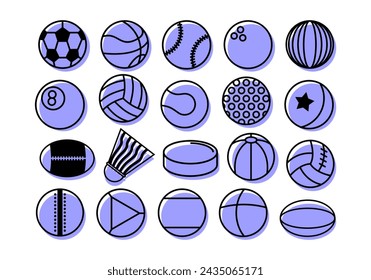 Sport Ball Line Icon Set